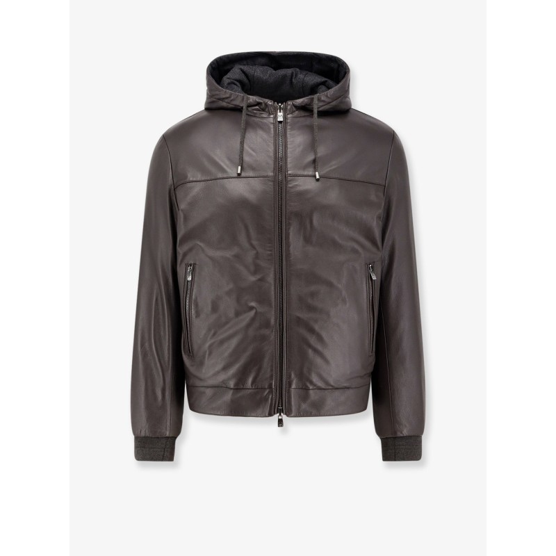 Padded reversible leather jacket