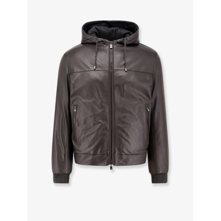 Padded reversible leather jacket