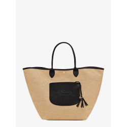 Le Panier Pliage raffia and leather shoulder bag