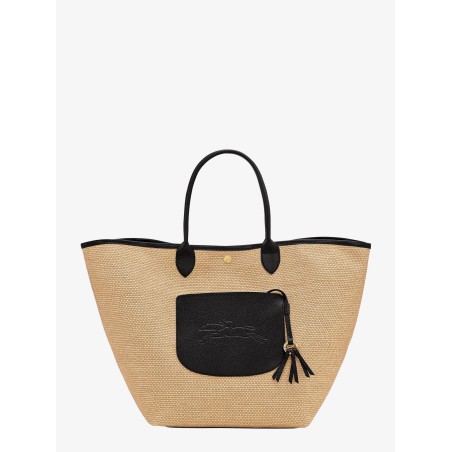 Le Panier Pliage raffia and leather shoulder bag