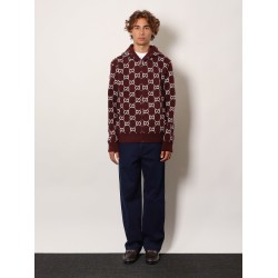 Reversible wool jacket with GG motif