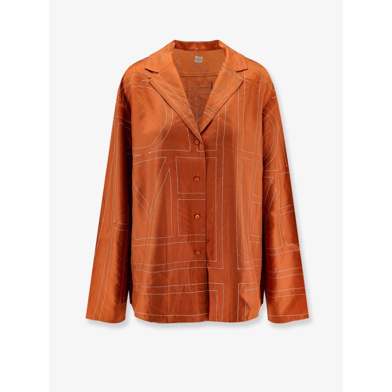 Silk shirt with monogram logo embroidery