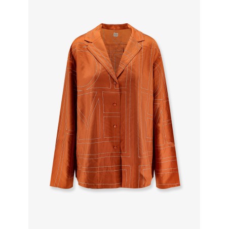 Silk shirt with monogram logo embroidery