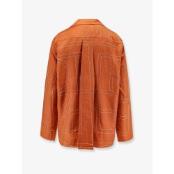 Silk shirt with monogram logo embroidery