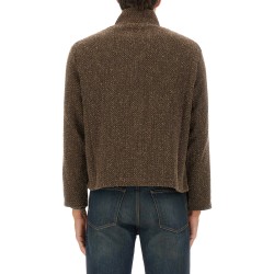"SHRUNKEN" ZIPPERED SWEATSHIRT