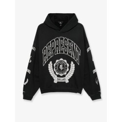 Cotton hooded sweatshirt with distressed effect