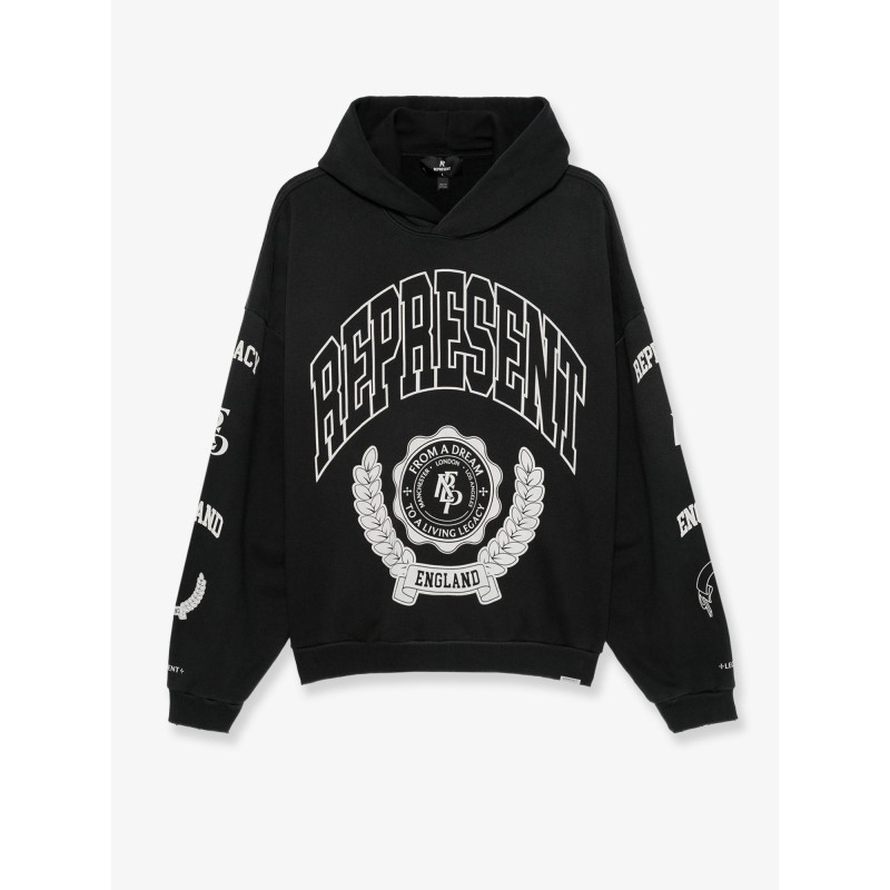 Cotton hooded sweatshirt with distressed effect