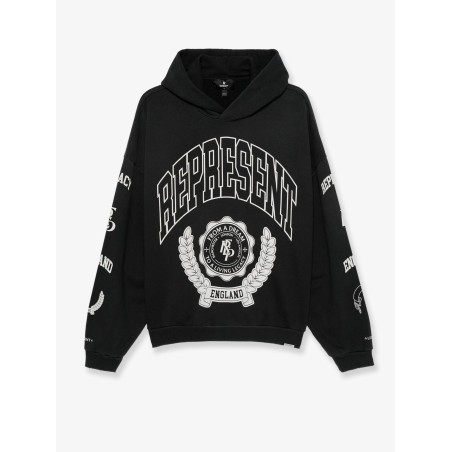 Cotton hooded sweatshirt with distressed effect