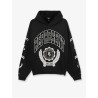 Cotton hooded sweatshirt with distressed effect