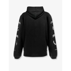 Cotton hooded sweatshirt with distressed effect