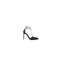 Python-effect leather pumps