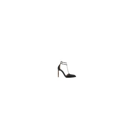Python-effect leather pumps