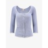 Ribbed cotton shirt with lace insert