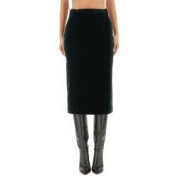 VELVET CROSSOVER MIDI SKIRT
