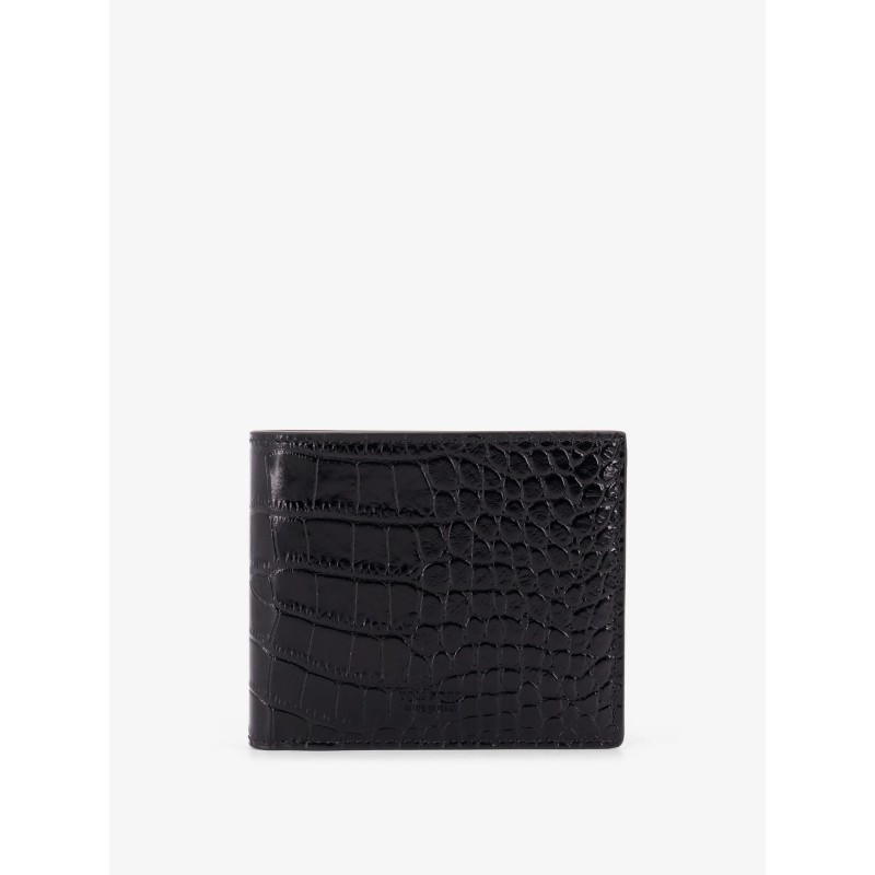 Crocodile-print leather wallet