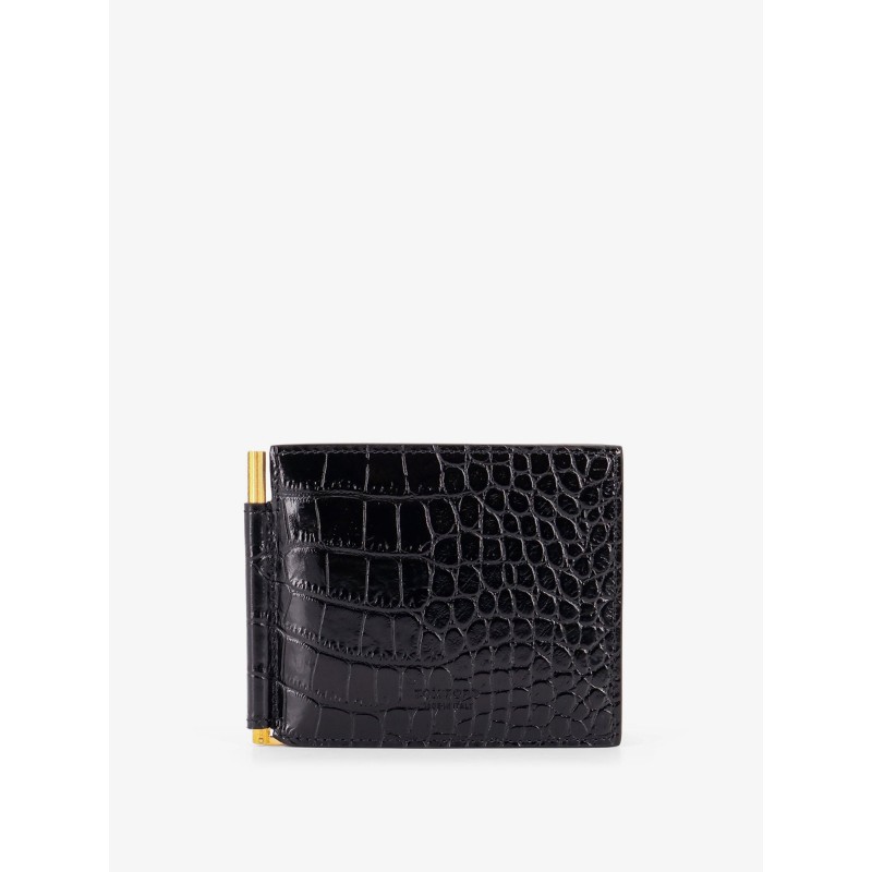 Crocodile-print leather wallet