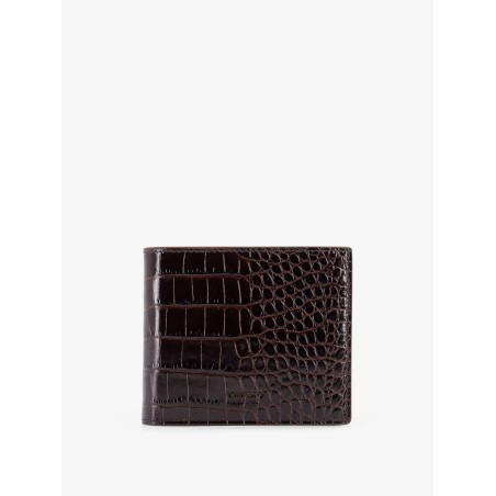 Crocodile-print leather wallet