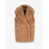 Breda camel and silk sleeveless coat