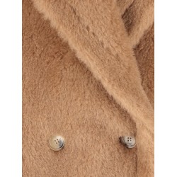 Breda camel and silk sleeveless coat