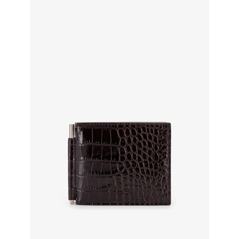 Crocodile-print leather wallet