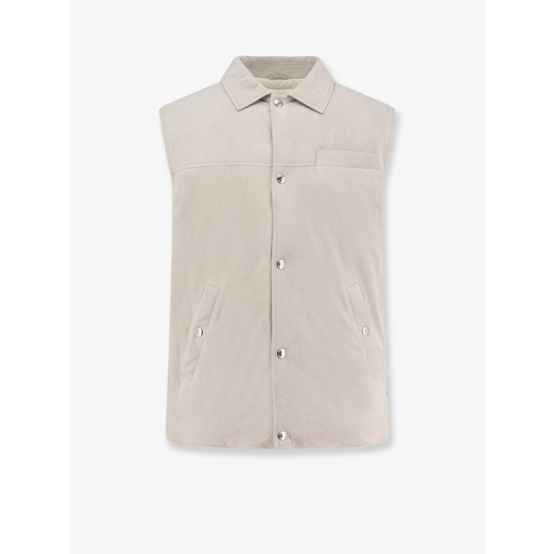 Suede sleeveless jacket with padding