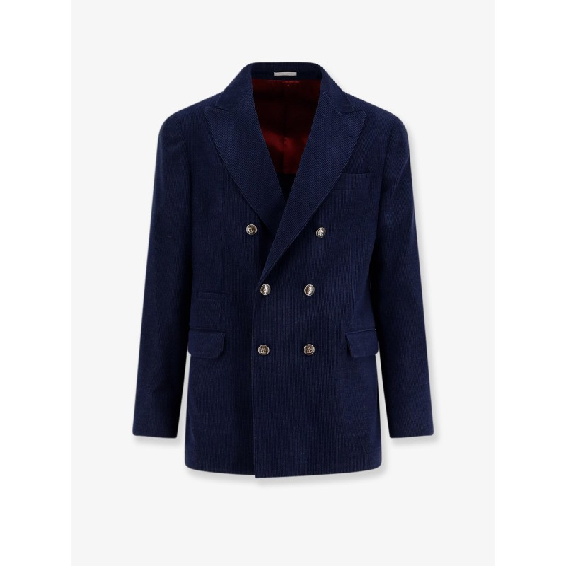 Deconstructed one-and-a-half-breasted corduroy blazer