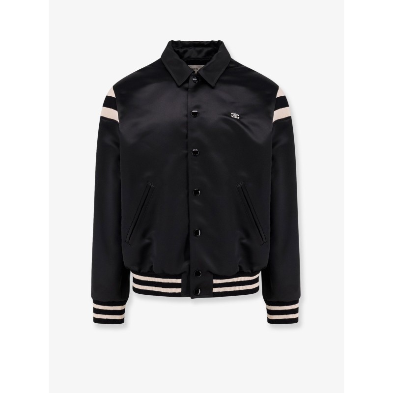 Satin bomber with logo embroidery