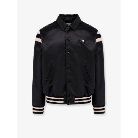 Satin bomber with logo embroidery