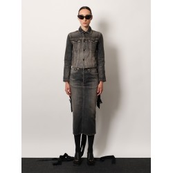 Denim skirt with laces interwining