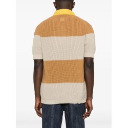 Striped cotton polo shirt with fendi club coat of arms
