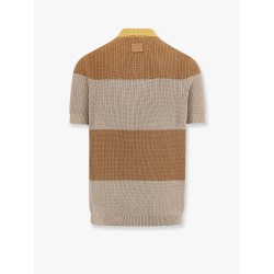 Striped cotton polo shirt with fendi club coat of arms