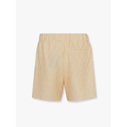 Jacquard linen and cotton bermuda shorts with all-over ff motif