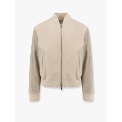 Leather and wool jacket with cd icon logo