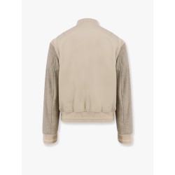 Leather and wool jacket with cd icon logo