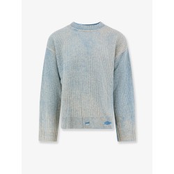 Reversible wool sweater with distressed effect