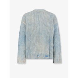 Reversible wool sweater with distressed effect