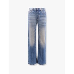 Washed blue straight leg jeans
