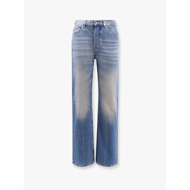 Washed blue straight leg jeans