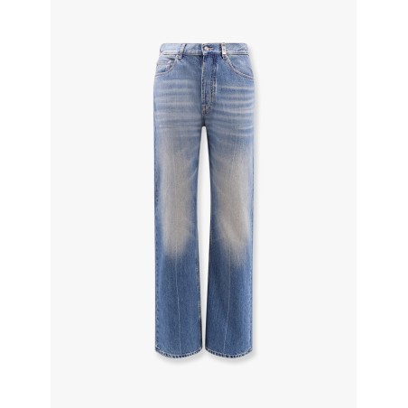 Washed blue straight leg jeans