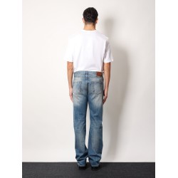 Washed blue straight leg jeans
