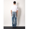Washed blue straight leg jeans