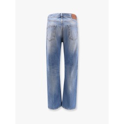 Washed blue straight leg jeans