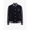 Varsity wool blend bomber with leather sleeves