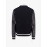 Varsity wool blend bomber with leather sleeves
