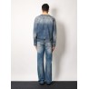 Washed blue ddenim jacket with suede collar