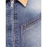 Washed blue ddenim jacket with suede collar