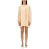 SILK SHIRRED MINI DRESS