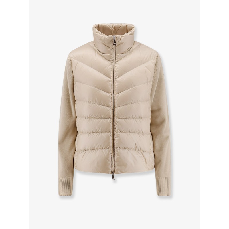 Nylon down jacket with wool sleeves