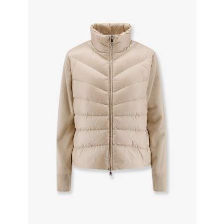 Nylon down jacket with wool sleeves