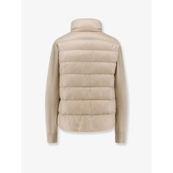 Nylon down jacket with wool sleeves